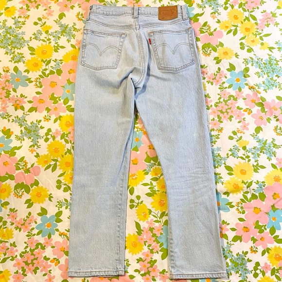 Y2K Spellout Logo Levi’s 501 Jeans Side Stripe light wash highwaisted vintage - Picture 3 of 10